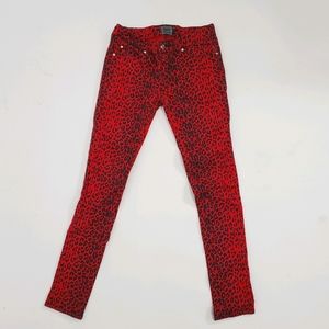 TRIPP NYC Like New Red Cheetah Skinny Jeans